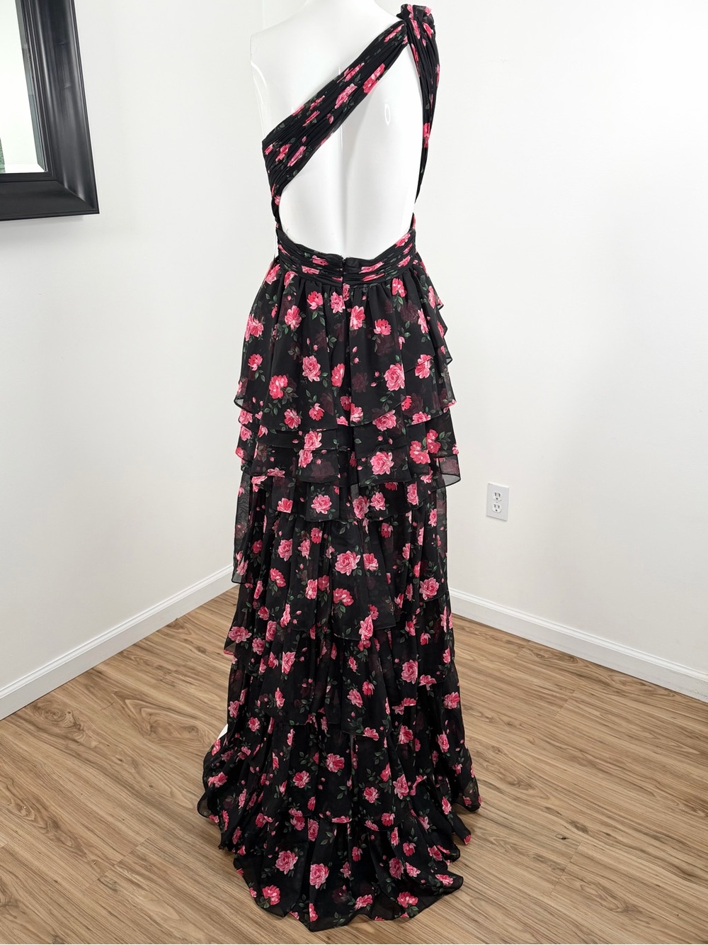 MAC DUGGAL 70246 One Shoulder Ruffled Floral Layered High-Low Dress Size 4 - Picture 10 of 16